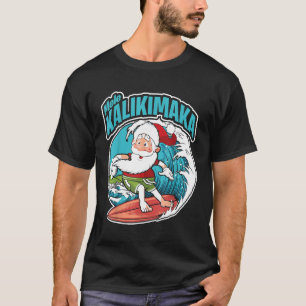 Mele Kalikimaka Xmas Surfing Santa Claus Hawaiian T-Shirt