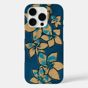 Melia Hawaiian Plumeria Faux Wood Blue iPhone 16 Pro Case