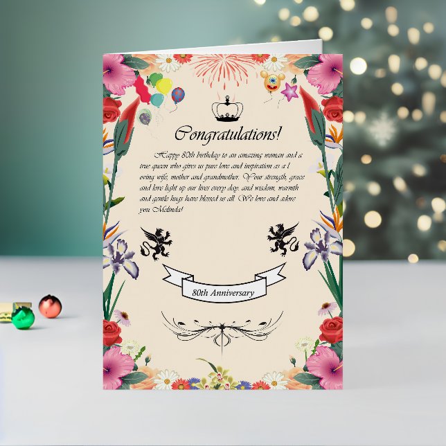 Melinda's 80th Birthday  Greeting Card (Holiday In Situ 2)