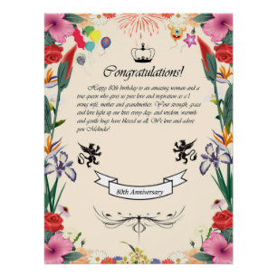 Melinda's 80th Birthday  Greeting Card Poster