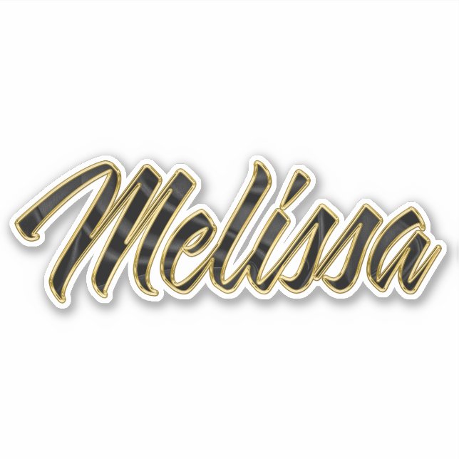 Melissa black gold lettering sticker (Front)