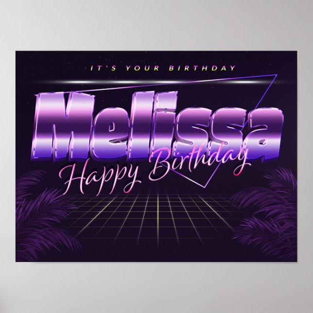 Melissa Name First name lila retro Poster Birthday (Front)