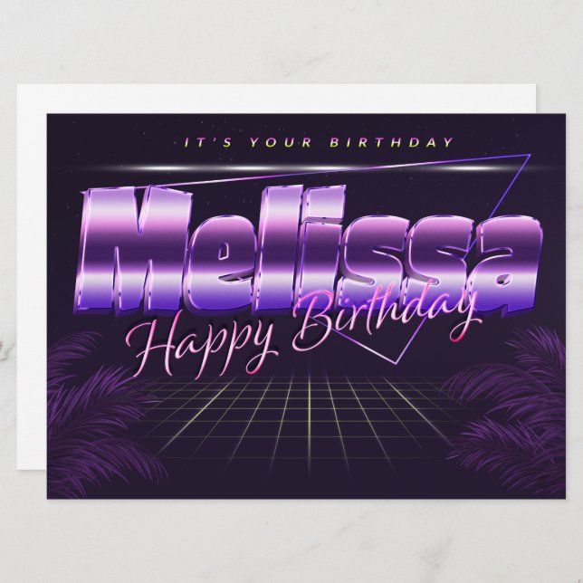 Melissa Name First name pura retro card Birthday (Front/Back)