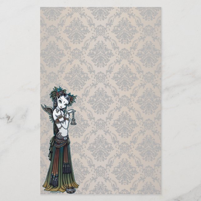 "Melita" Goth Tribal Fusion Dancer Art Stationery (Front)