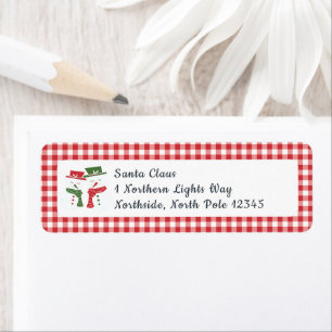 Mellow Snowmen Gingham - classic red white check.