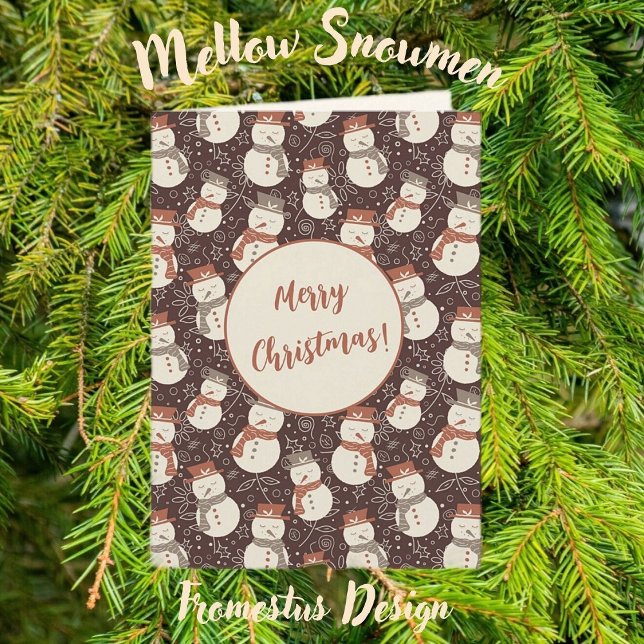 Mellow Snowmen - Merry Christmas! editable red v2  Holiday Card (Creator Uploaded)