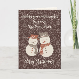 Mellow Snowmen - Merry Christmas! editable red v3 Holiday Card