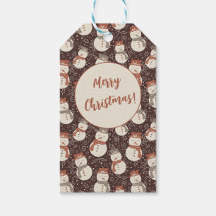 Mellow Snowmen - Merry Christmas snowman red v1. Gift Tags