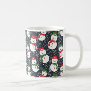 Mellow Snowmen - Xmas red and green pattern. Coffee Mug