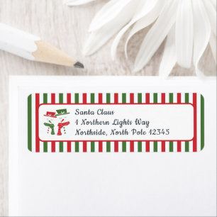 Mellow Snowmen - Xmas red white stripes snowman.