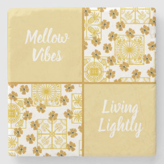 Mellow vibes living lightly summer theme stone coaster
