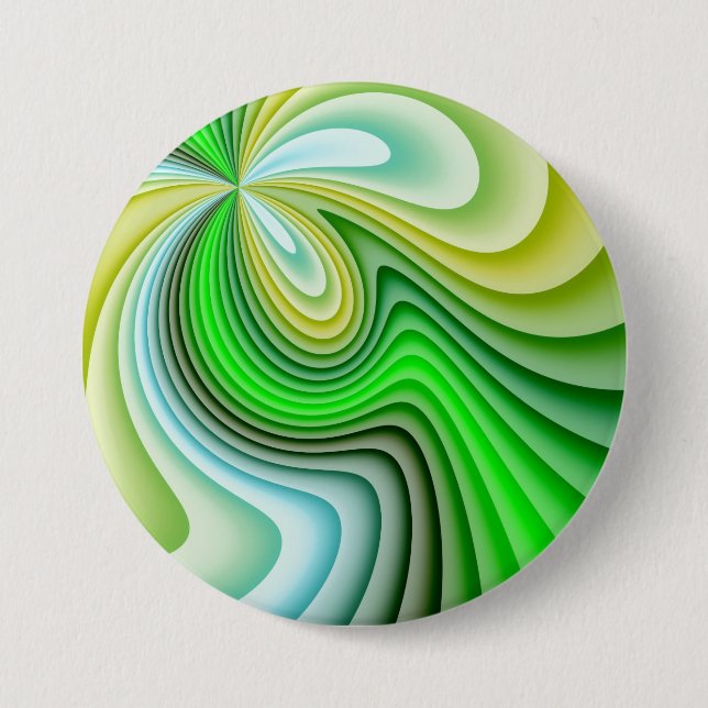 Mellow Yellow and Green Waves 7.5 Cm Round Badge (Front)