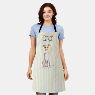 Mellow Yellow Scarf White Dog  Apron
