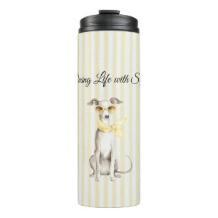 Mellow Yellow Scarf White Dog  Thermal Tumbler