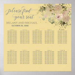 Mellow yellow watercolor boho floral trendy poster