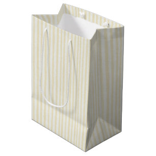 Mellow Yellow White Stripes Birthday Medium Gift Bag