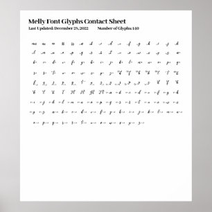 Melly Font Glyphs Contact Sheet Poster