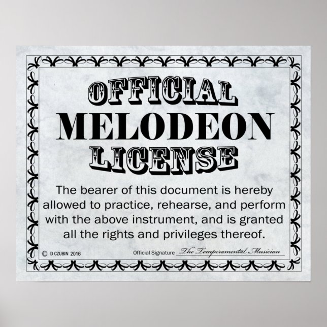 Melodeon License Poster (Front)