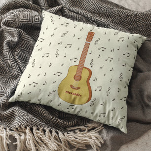 Melodic Guitarist Music Note Design Cushion