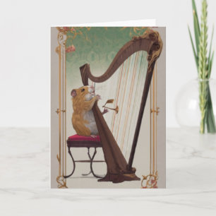 Melodic Hamster Greetings – Whimsical Victorian Card