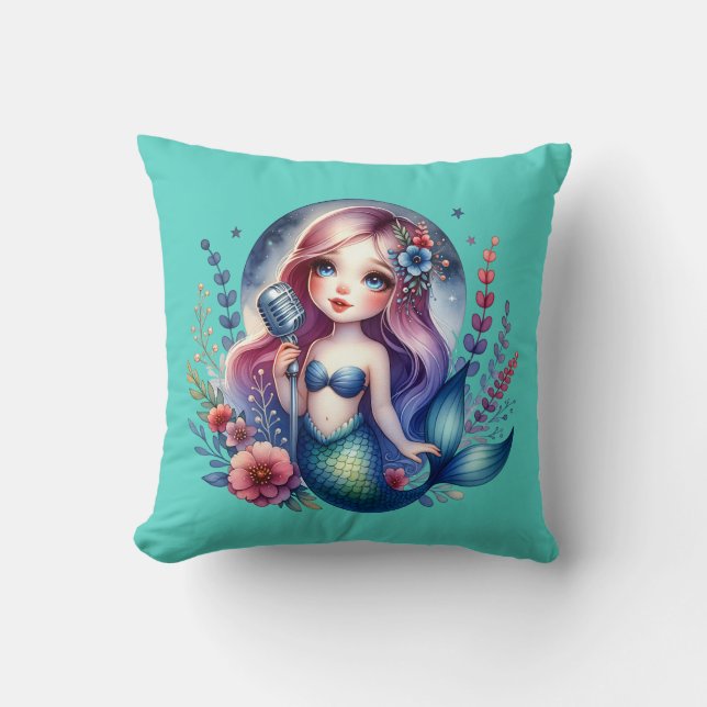 "Melodic Mermaid Serenade" Cushion (Front)