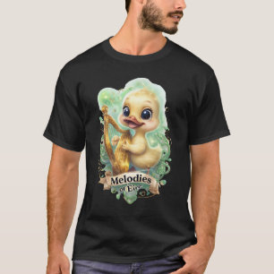 Melodies of the Éire" Kawaii Duck Playing a Harp T T-Shirt