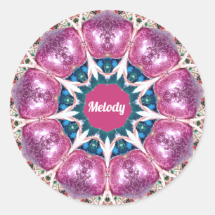 MELODY ~ Bright Abstract Pattern ~ Personalised  Classic Round Sticker
