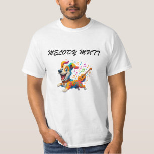 Melody Mutt" T-Shirt - Whimsical Musical Dog Desig