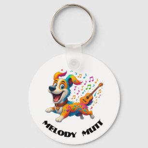 Melody Mutt" T-Shirt - Whimsical Musical Dog Desig Key Ring