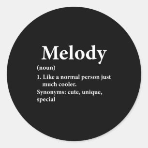 Melody Name Definition Classic Round Sticker