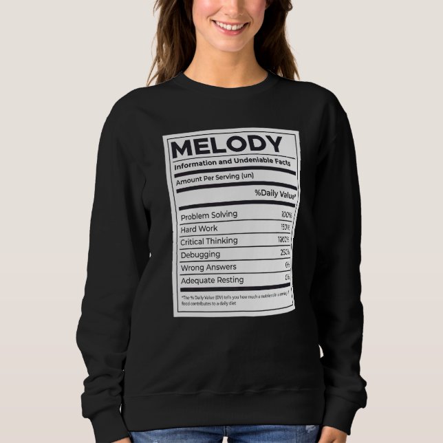 Melody Nutrition Information Problem Solving Hard  Sweatshirt (Front)