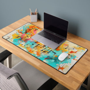 Melody of colours and music notes desk mat