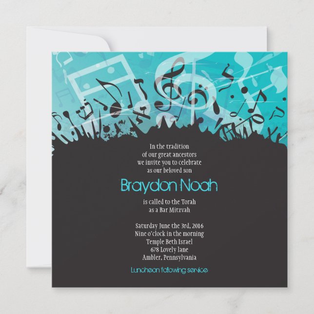 MELODY of the TORAH Bar Bat Mitzvah Invitatio_TEAL Invitation (Front)