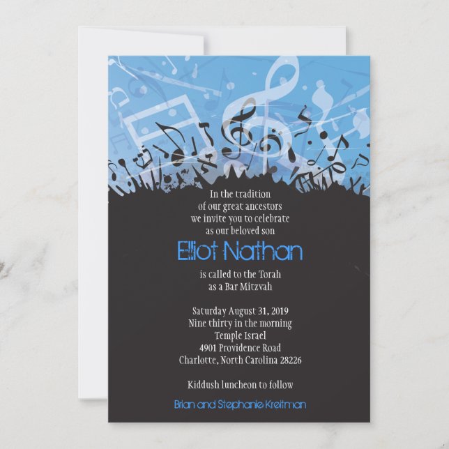 MELODY of the TORAH Bar Bat Mitzvah Invitation-1 Invitation (Front)