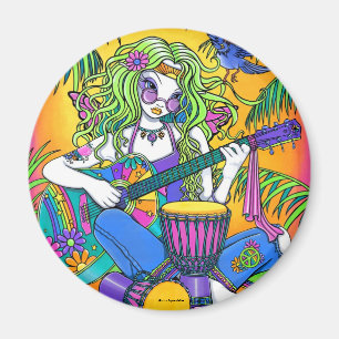 "Melody" Rainbow Guitar Hippie Fairy Magnet