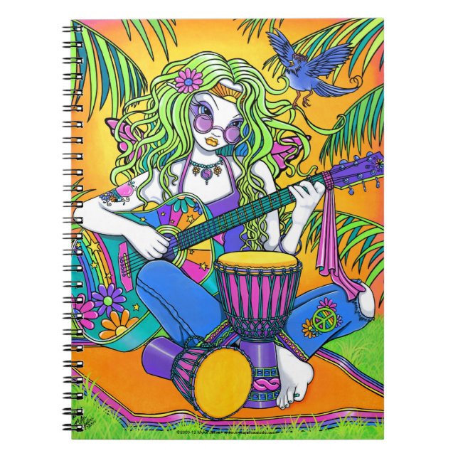 Melody Rainbow Guitar Hippie Fairy Notebook (Front)