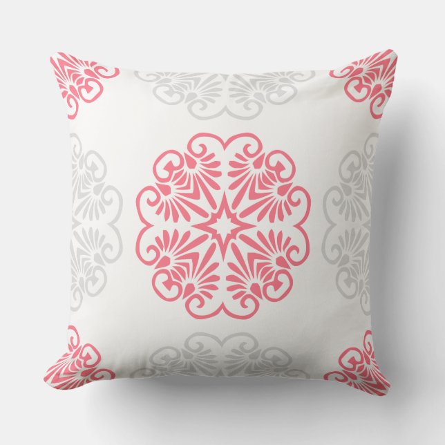 Melon/Agua Pattern Mandala Reversible Pillow (Front)