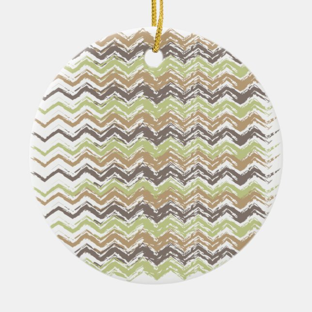Melon Brandy Scribble ZigZag Pattern Ceramic Tree Decoration (Front)