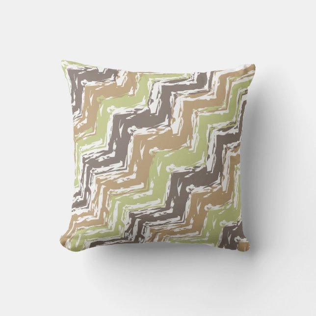 Melon Brandy Scribble ZigZag Pattern Cushion (Front)