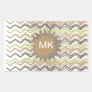 Melon Brandy Scribble ZigZag Pattern Rectangular Sticker
