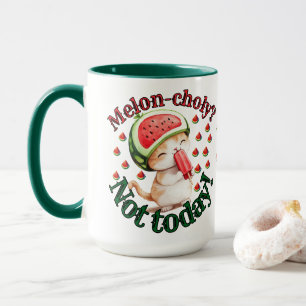 Melon-choly? Not Today! - Cute Cat with Watermelon Mug