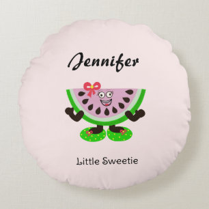 Melon girl round cushion