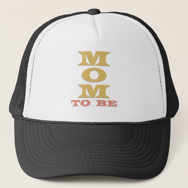 Melon/Gold Text Mum to Be Trucker Hat (Front)