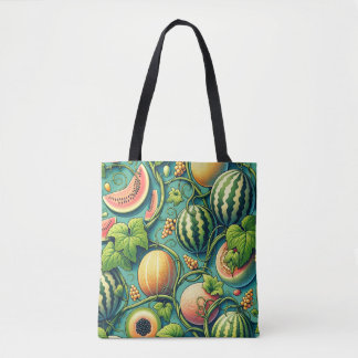 Melon Medley: A Vibrant Vineyard Patchwork Tote Bag