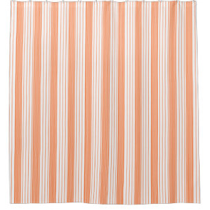 Melon Orange & White Vertical Stripes Shower Curtain