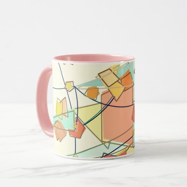 Melon, Pink and Aqua Mid-Century Modern Abstract  Mug (Front Left)