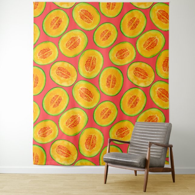 Melon slices watercolor pattern tapestry (In Situ)