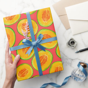 Melon slices watercolor pattern wrapping paper