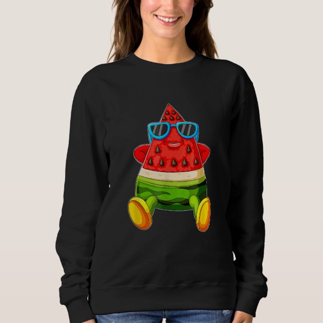 Melon Summer Fruit Sunglasses On Watermelon Sweatshirt (Front)