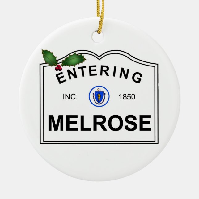 Melrose MA Ceramic Tree Decoration (Front)